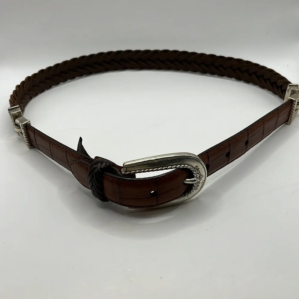 Vintage Brighton Two Tone Brown Leather and Leather Braid Size M 30
